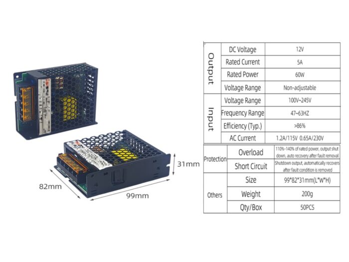 Fuente de Poder 60W 12V - Imagen 2